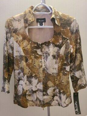BNWT - Nueva - (Size 8) Abstract Pattern Zipped Women's Top Jacket